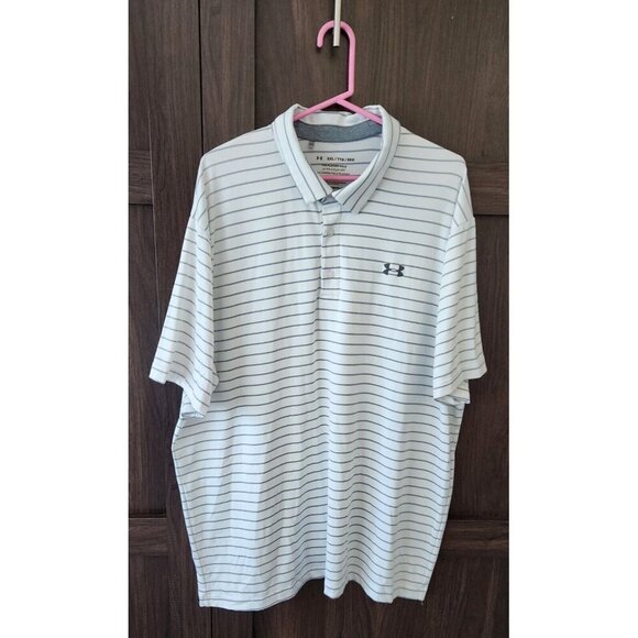 Under Armour Other - Under Armour Shirt Mens XXL White Gray Heatgear Playoff Polo Performance Stretch